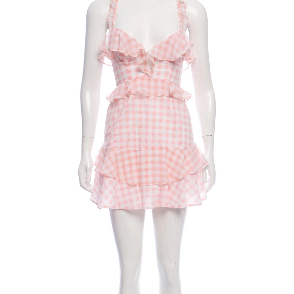 For Love And Lemons Pink Checkered Mini Dress